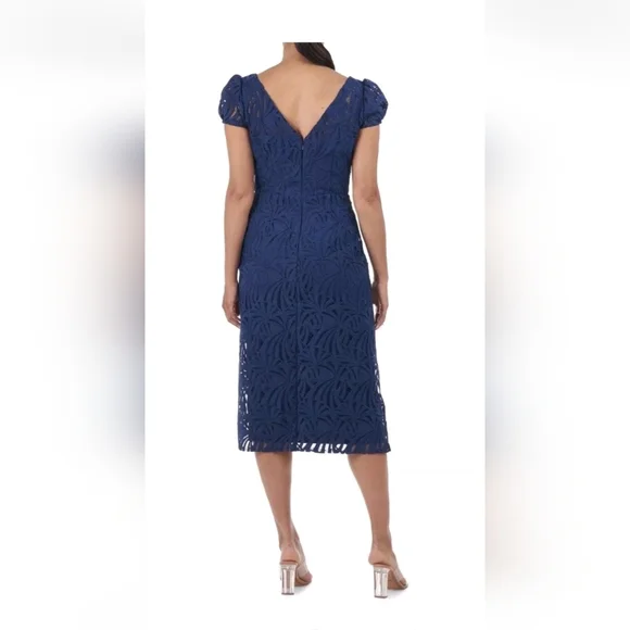 kay unger lace midi dress Kay Unger New York Floral-Print Lace Flounce Midi Dress